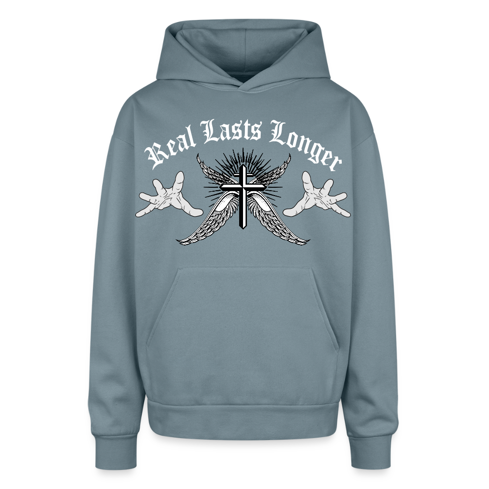 Oversized Joshua 1:9 Sweatshirt - stone blue