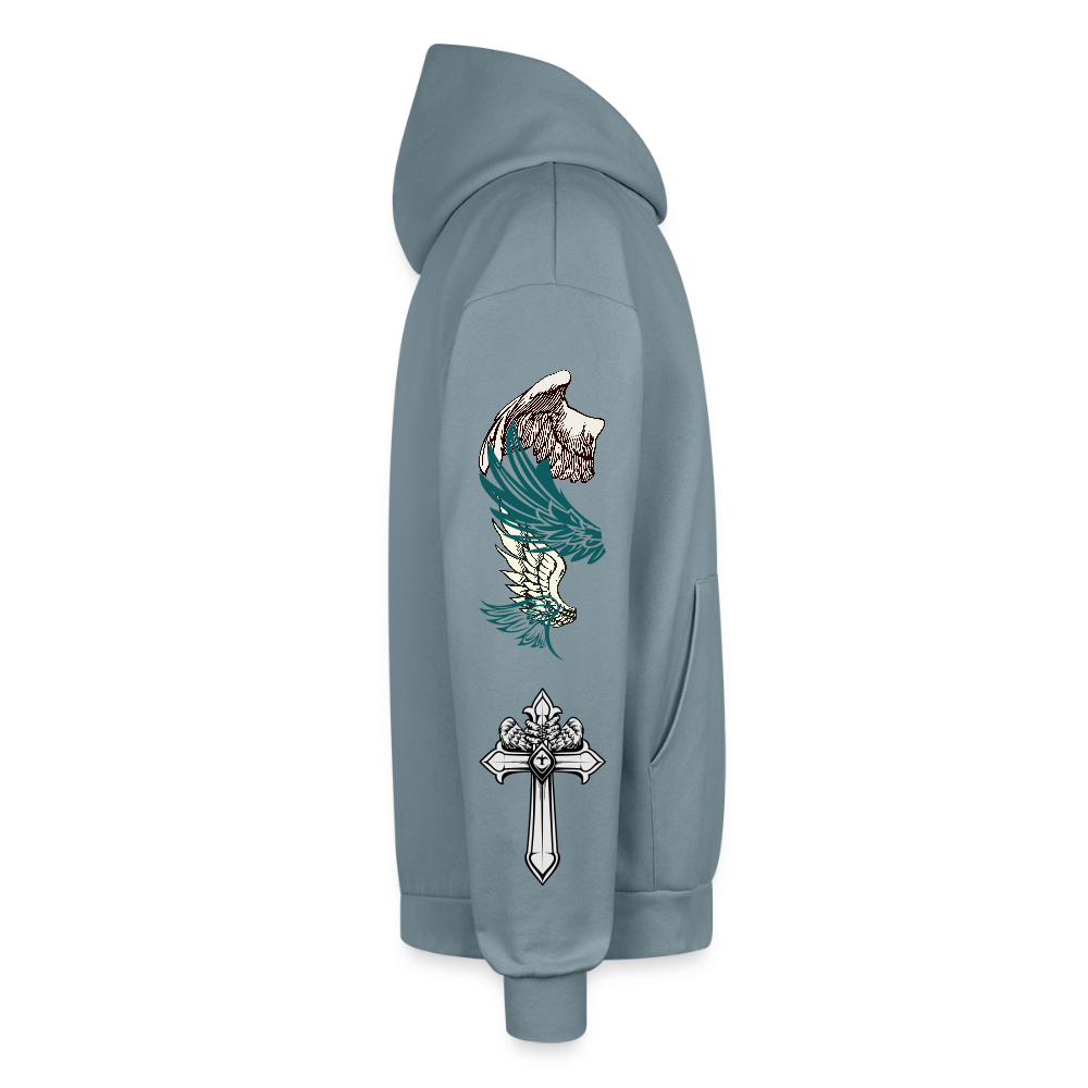 Oversized Joshua 1:9 Sweatshirt - stone blue