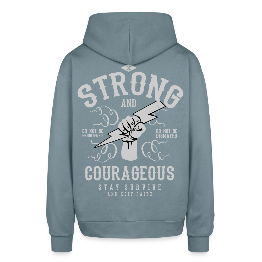 Oversized Joshua 1:9 Sweatshirt - stone blue